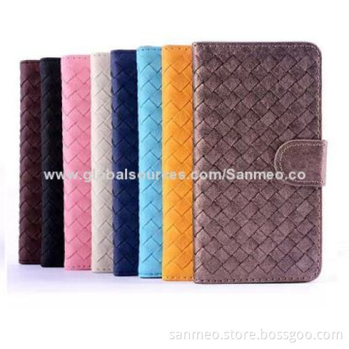Braid Leather Mobile Phone Case for iPhone 5/6, Perfectly Fits the Shape, with Wallet & HolderNew